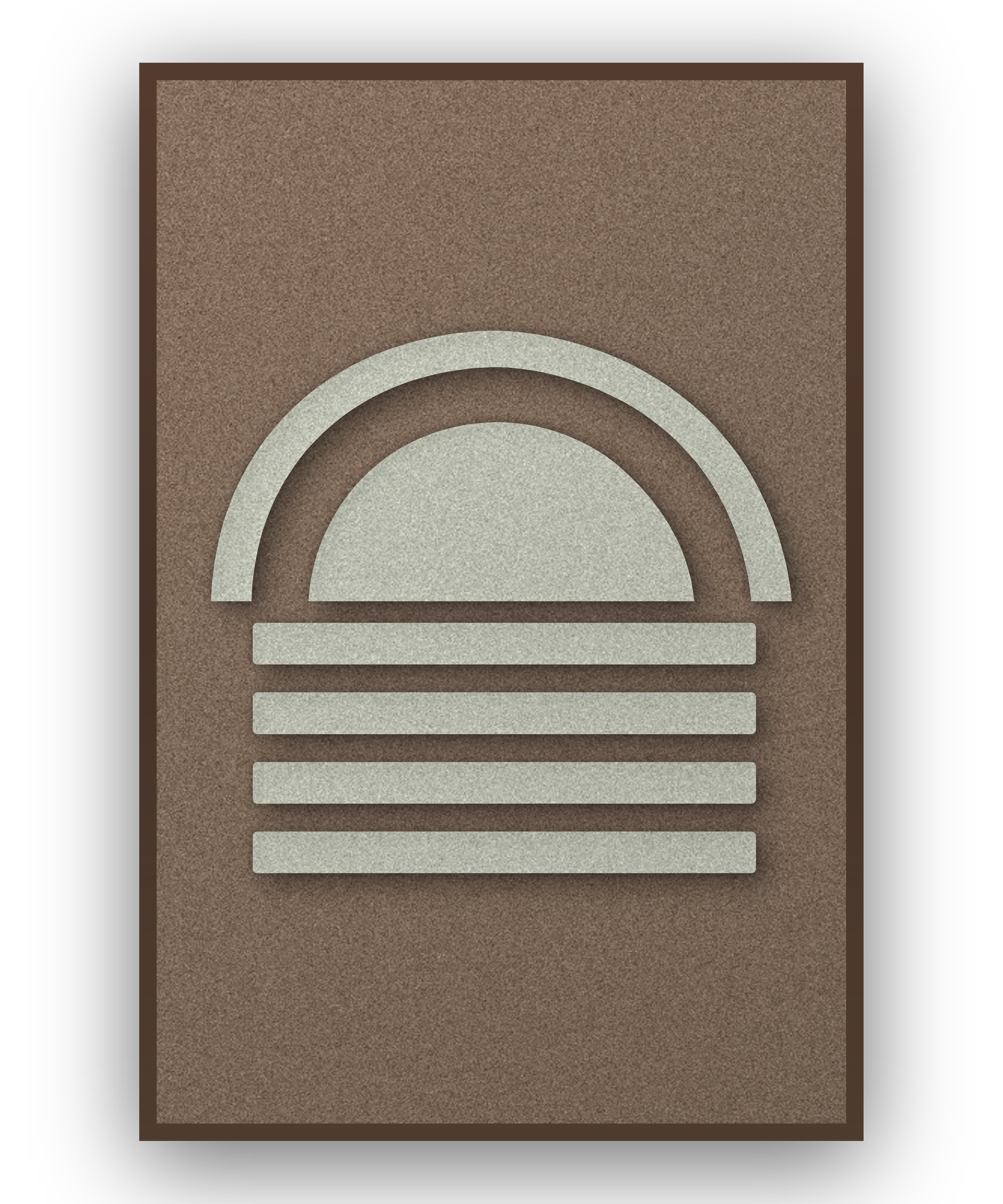 Dawn Arch Mocha akoestisch viltpaneel met kastanjebruine (wenge) baklijst, vrijstaand