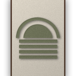 Dawn Arch Sage akoestisch viltpaneel met kastanjebruine (wenge) baklijst, vrijstaand