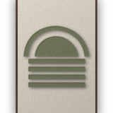 Dawn Arch Sage akoestisch viltpaneel met kastanjebruine (wenge) baklijst, vrijstaand