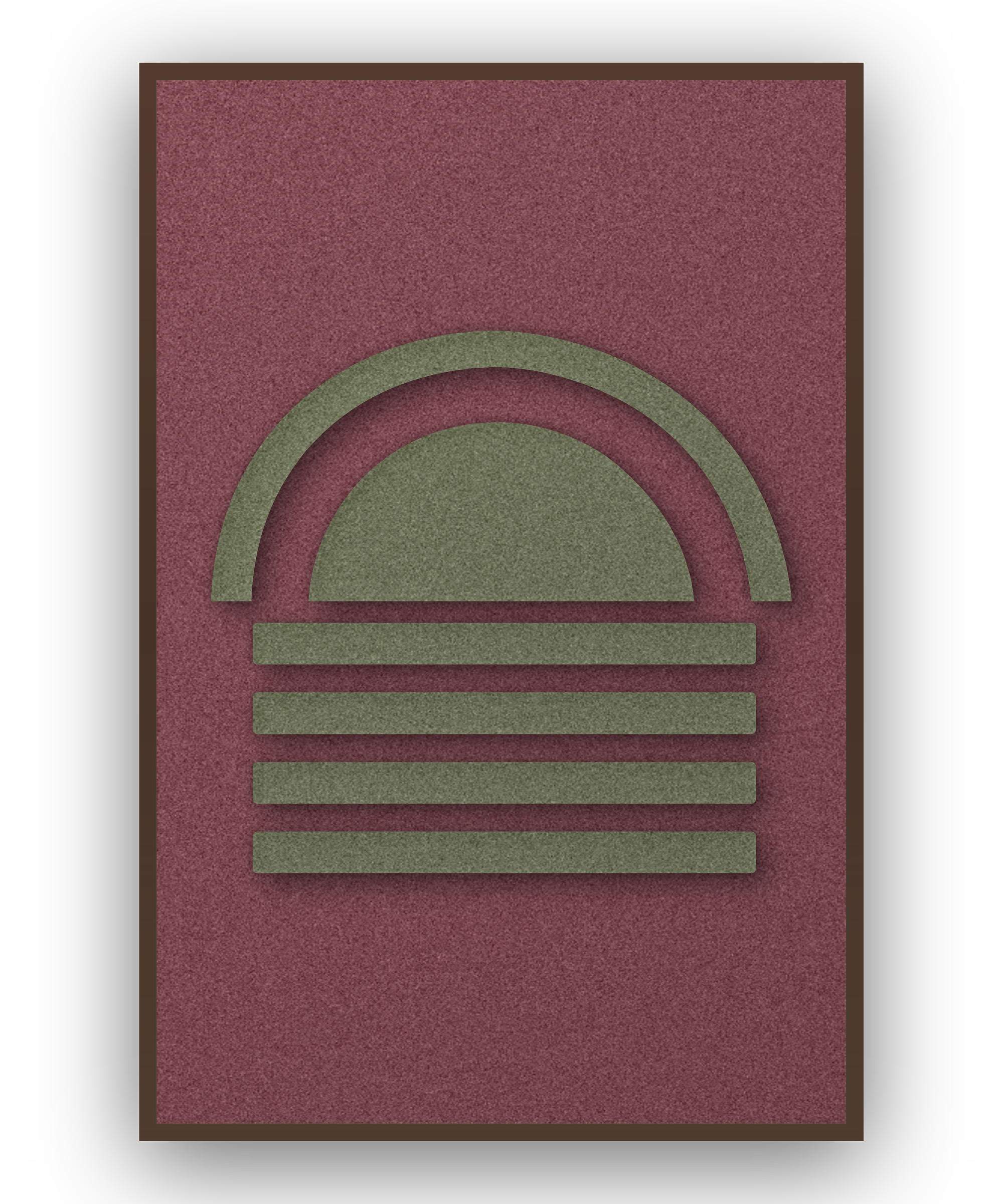 Dawn Arch Wine akoestisch viltpaneel met kastanjebruine (wenge) baklijst, vrijstaand