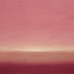 Dawn Line - abstract horizon in roze en bordeaux, Wandkraft