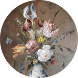 Flowers in a Wan-Li Vase, rond kunstwerk op dibond van Wandkraft, Art facsimile