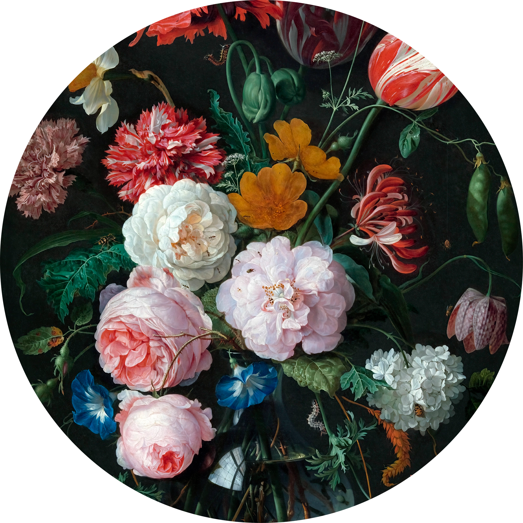 Stilleven Bloemen in Vaas Walldecoration Wandkraft Ø30 cm