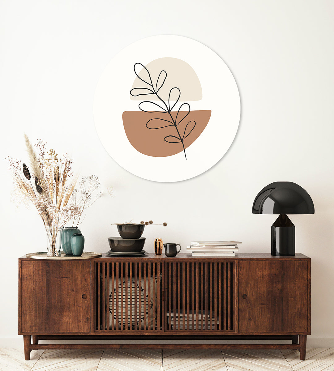 Abstract Botanical Circle Walldecoration Wandkraft