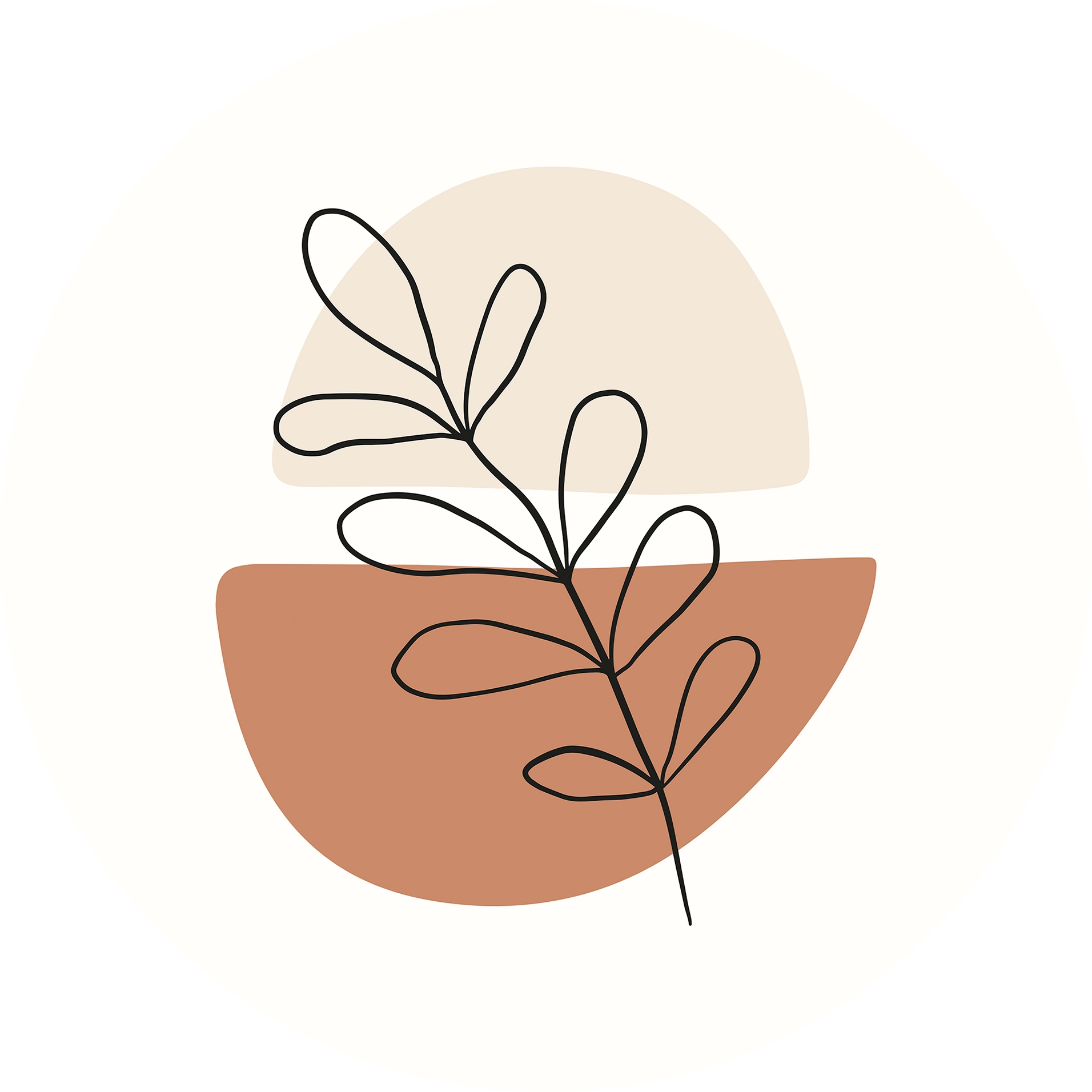 Abstract Botanical Circle Walldecoration Wandkraft Ø30 cm