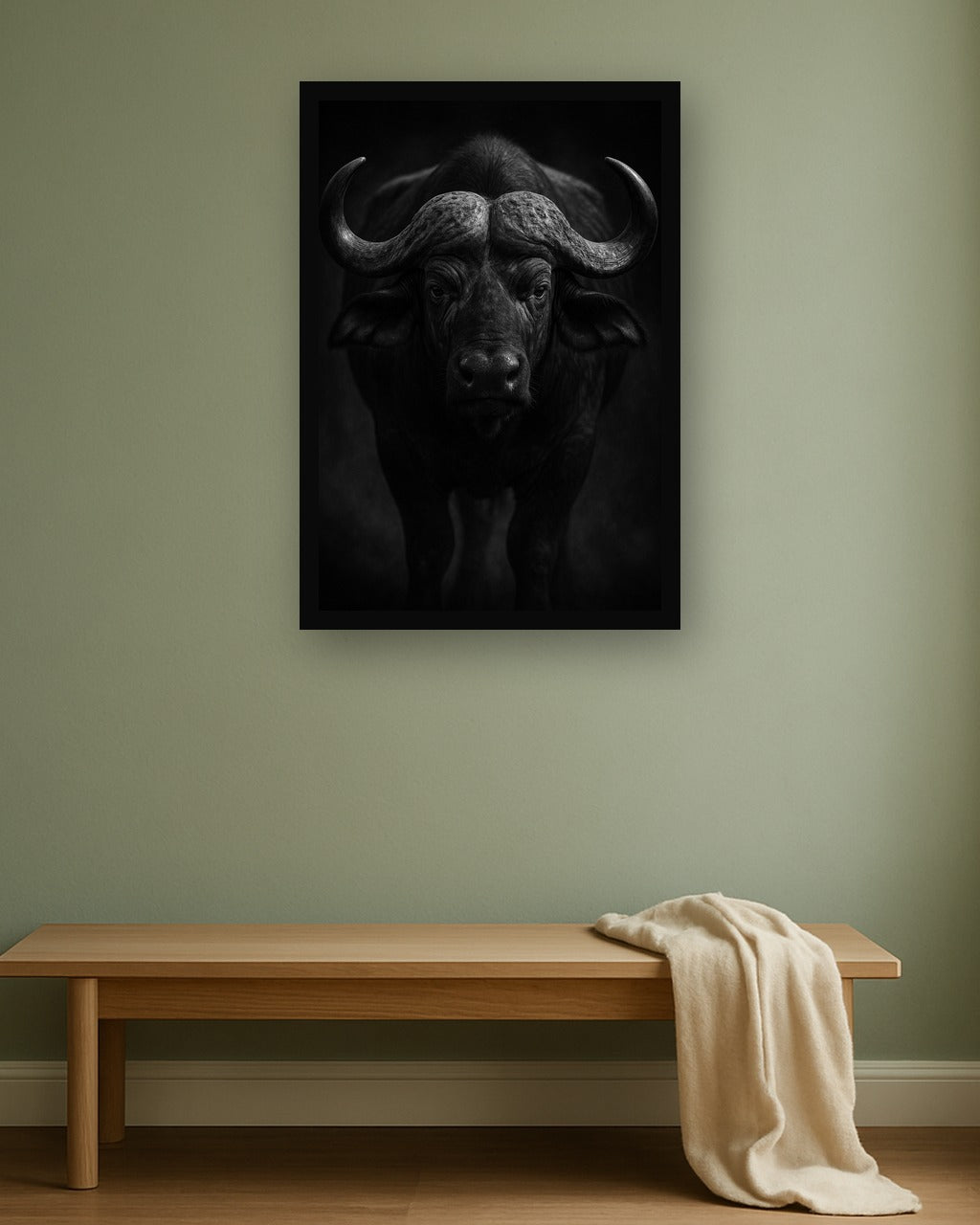 Dust Bearer interieur mockup met zwarte lijst