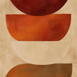 Quatre formes arrondies empilées sang-de-bœuf, orange brûlé, crème et ocre, Wandkraft