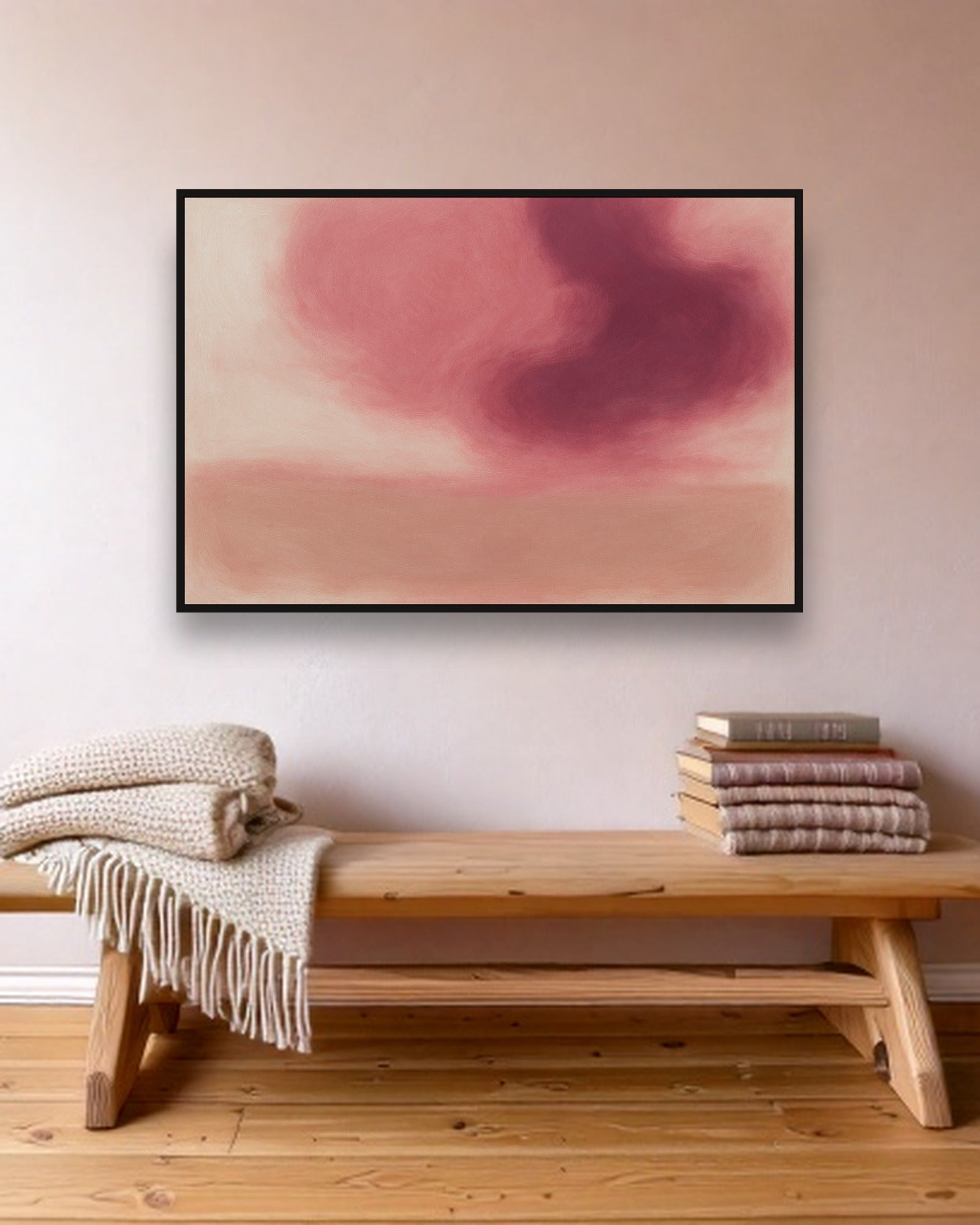 Evening Bloom ambiance avec cadre caisse noir dans un intérieur scandinave