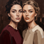 Evening Guests - dubbelportret van twee vrouwen, Wandkraft