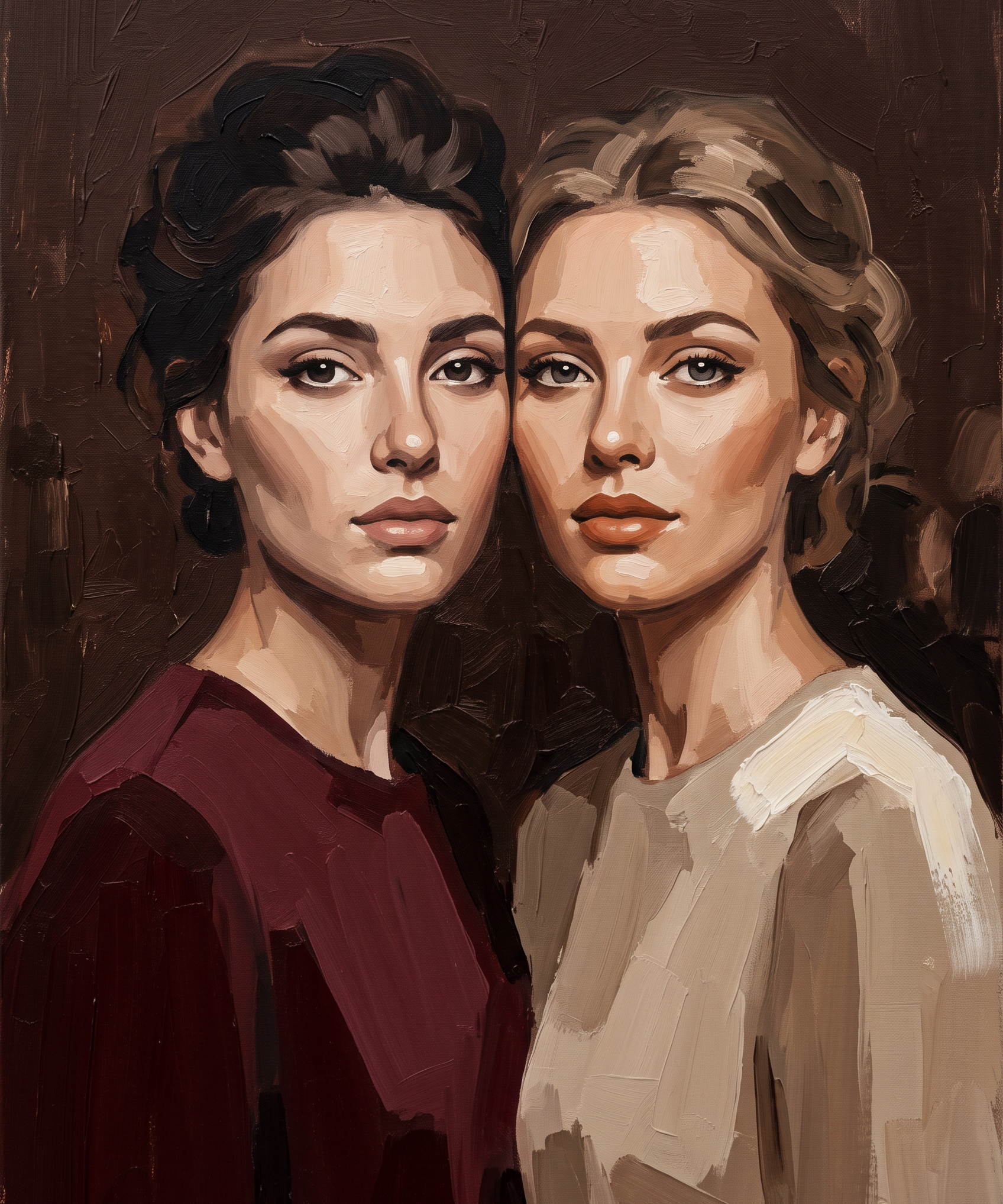 Evening Guests - dubbelportret van twee vrouwen, Wandkraft