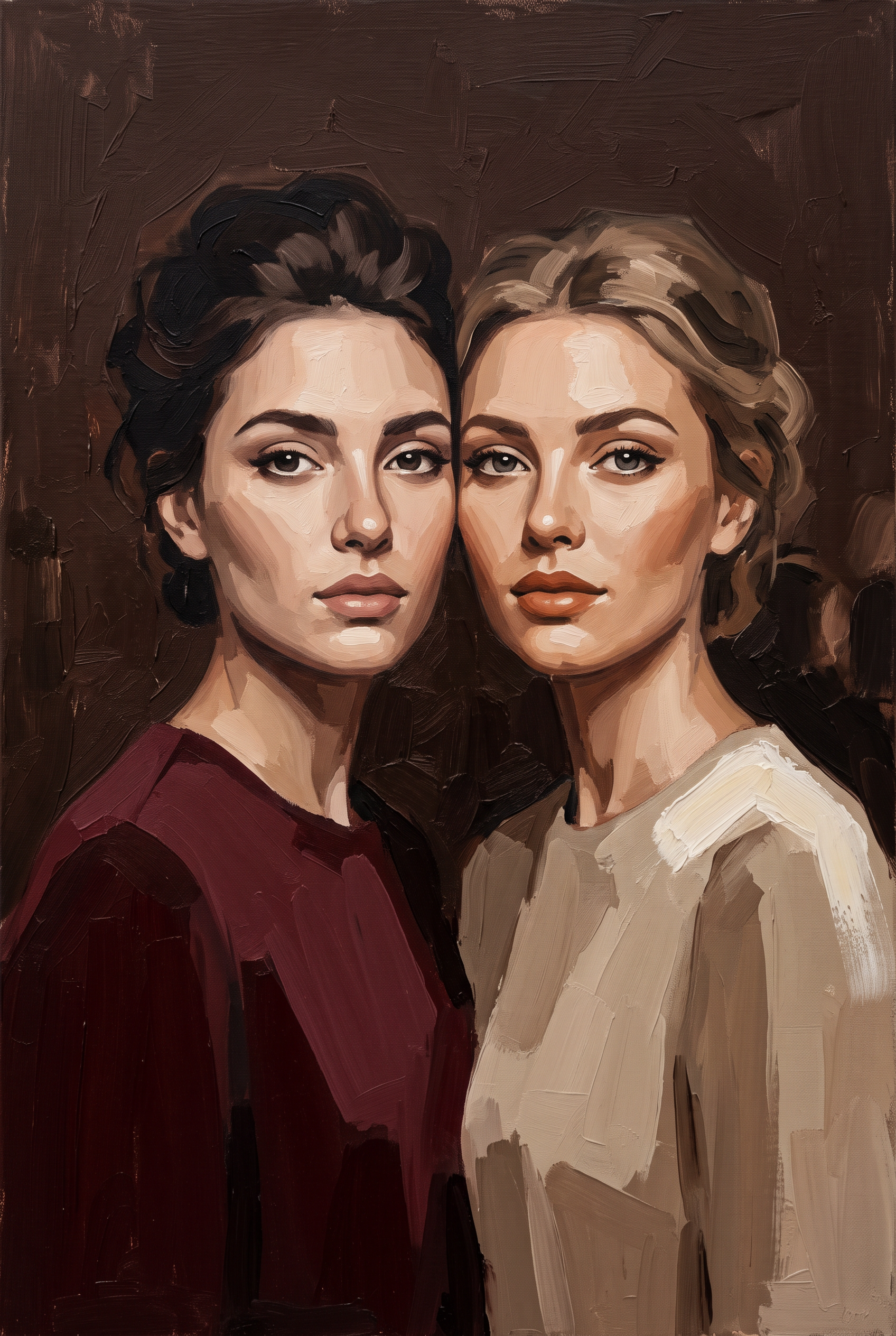 Evening Guests - dubbelportret van twee vrouwen, Wandkraft