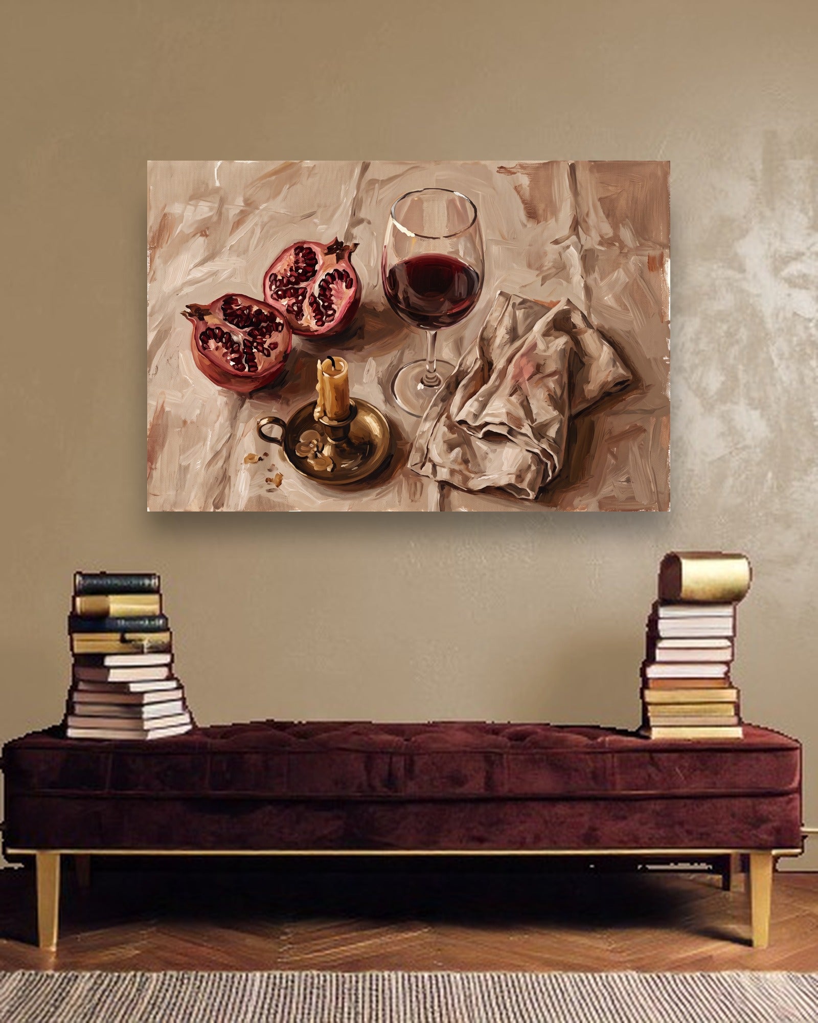 Evening Pomegranate ambiance sans cadre dans un intérieur de luxe moderne
