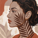 Fern Shadow - profielportret vrouw met varenschaduw wanddecoratie