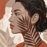 Fern Shadow - profielportret vrouw met varenschaduw wanddecoratie