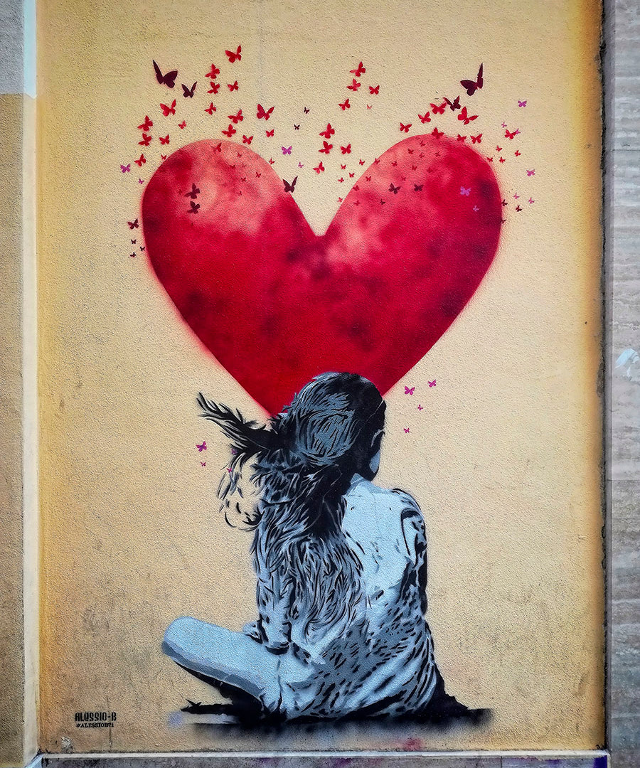 Heart Girl Walldecoration Wandkraft 20x30 cm Plexiglas Fine Art glans Blind kunststof ophangsysteem