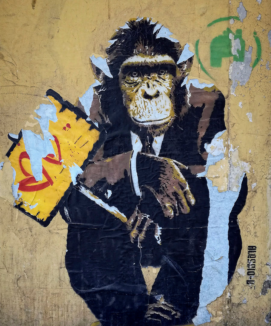 Monkey Business Walldecoration Wandkraft 70x118 cm Plexiglas Fine Art glans Paneellijst Zwart