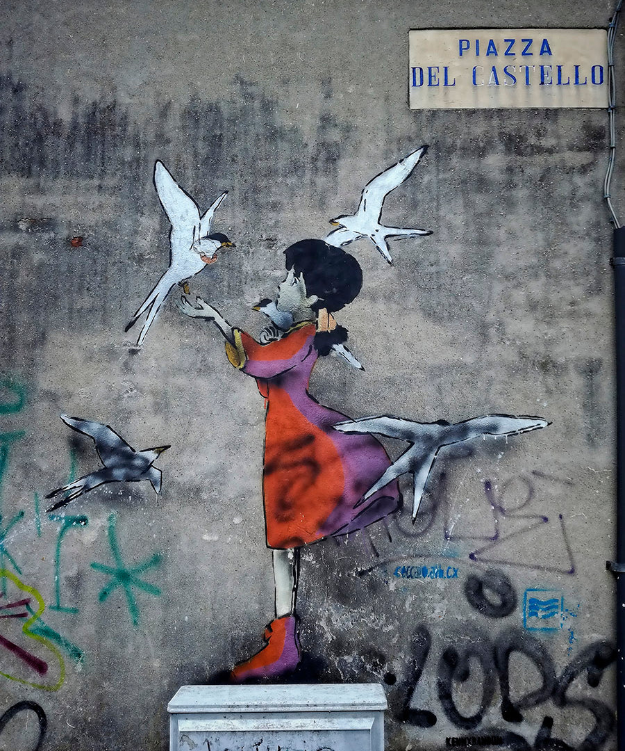 Birdy Girl Walldecoration Wandkraft 20x30 cm Fine Art Plexiglas glans Blind Kunststof Ophangsysteem