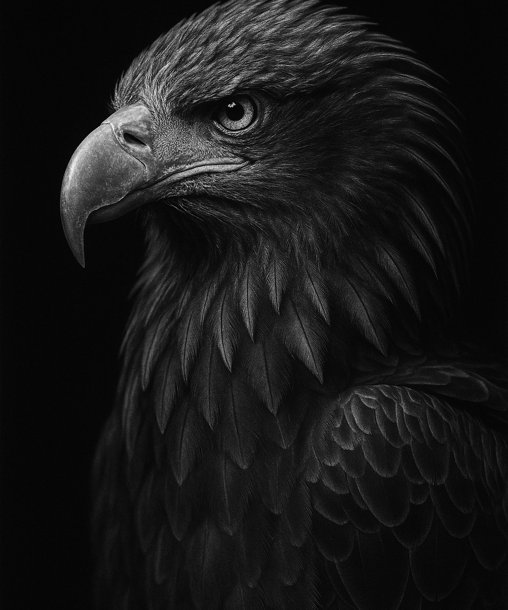 Iron Beak - zwart-wit dierportret, Wandkraft