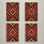 Kilim Relief dans quatre cadres caisse côte à côte : noir, châtaigne, naturel et blanc