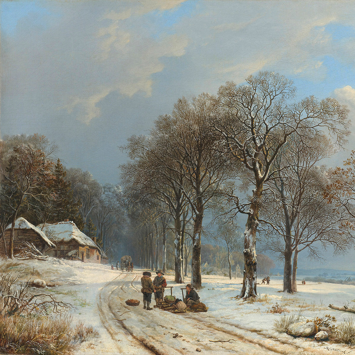 Winterlandschap, Barend Cornelis Koekkoek Walldecoration Wandkraft 74x74 cm