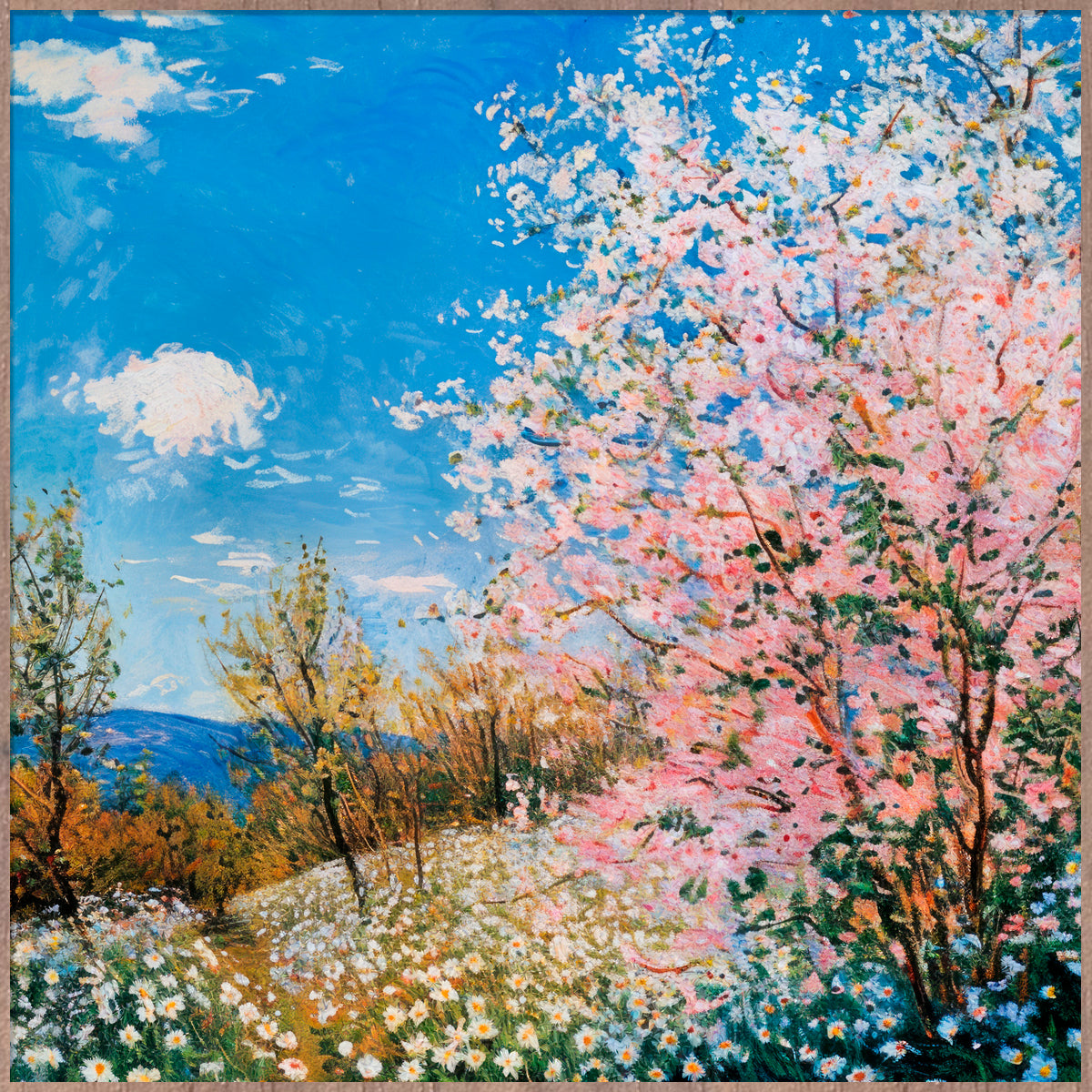 Spring Symphony Walldecoration Wandkraft Forex 5mm 74x74 cm Baklijst Zwart