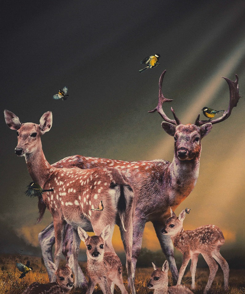 The Deer Family Walldecoration Wandkraft 70x118 cm