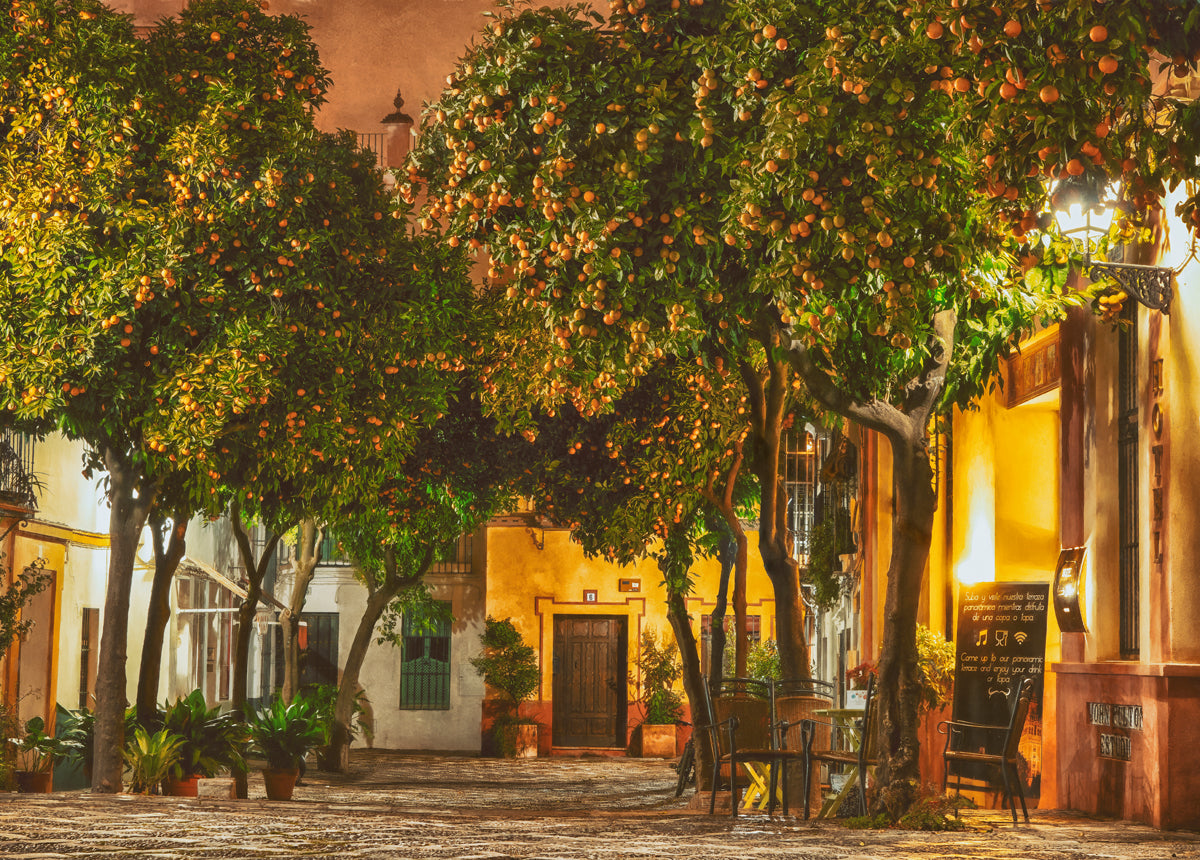 Night in Sevilla Walldecoration Wandkraft 70x50 cm Plexiglas Fine Art glans Aluminium Profiel