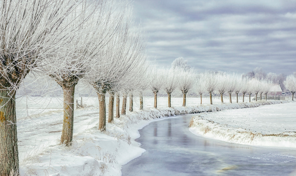 Winter in Holland Walldecoration Wandkraft 70x50 cm Plexiglas Fine Art glans Aluminium Profiel