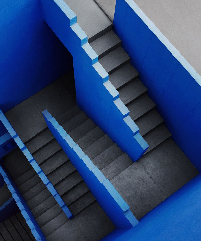 Stairway in Cool Blue Walldecoration Wandkraft 70x118 cm