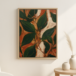 Leaf Chorus van Wandkraft op canvas in blanke baklijst, in een licht Scandinavisch interieur.