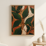 Leaf Chorus van Wandkraft op canvas in blanke baklijst, in een licht Scandinavisch interieur.