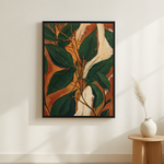 Leaf Chorus van Wandkraft op canvas in zwarte baklijst, in een licht Scandinavisch interieur.