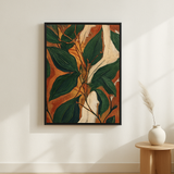 Leaf Chorus van Wandkraft op canvas in zwarte baklijst, in een licht Scandinavisch interieur.