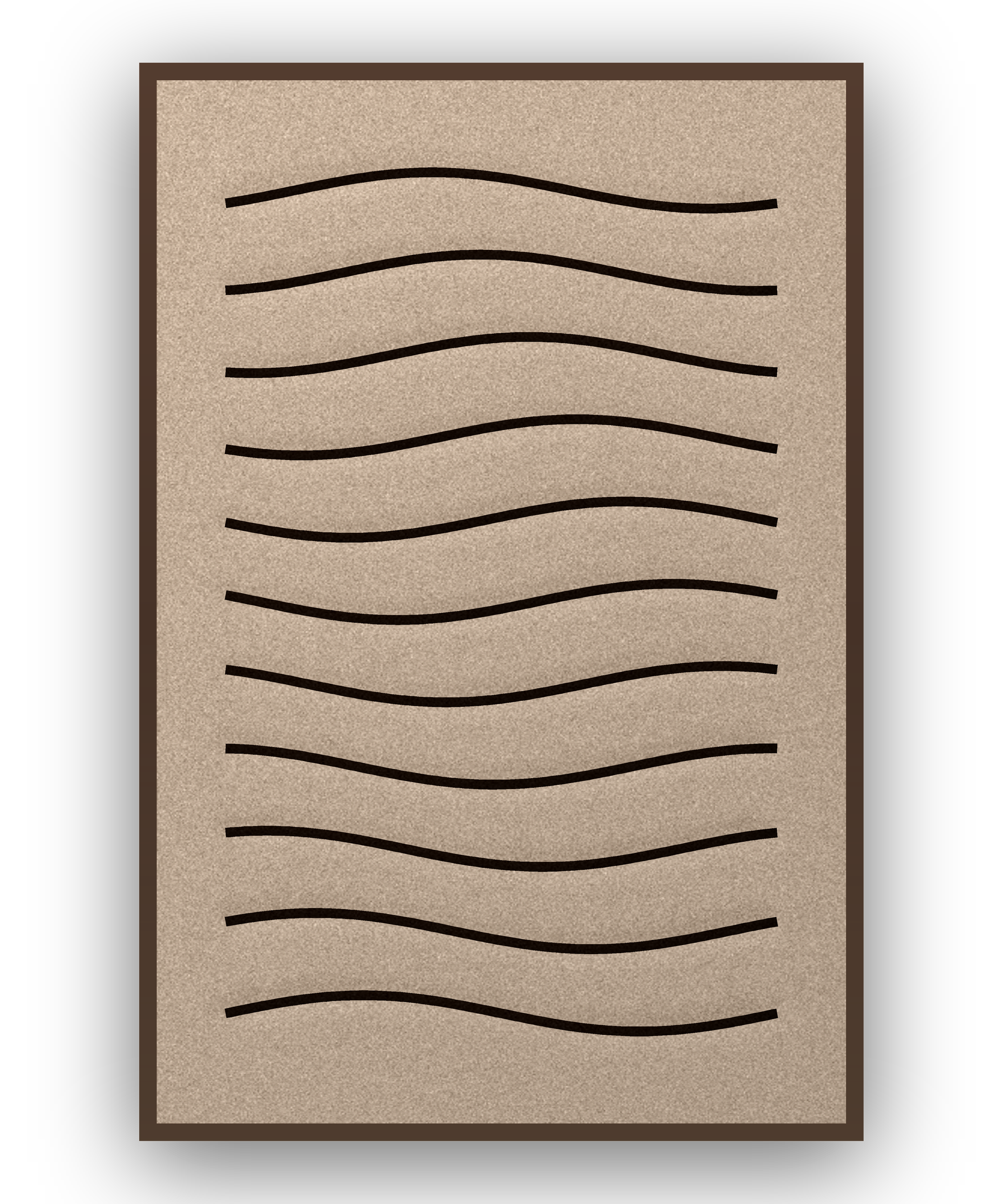 Line Dunes akoestisch viltpaneel met kastanjebruine (wenge) baklijst, vrijstaand
