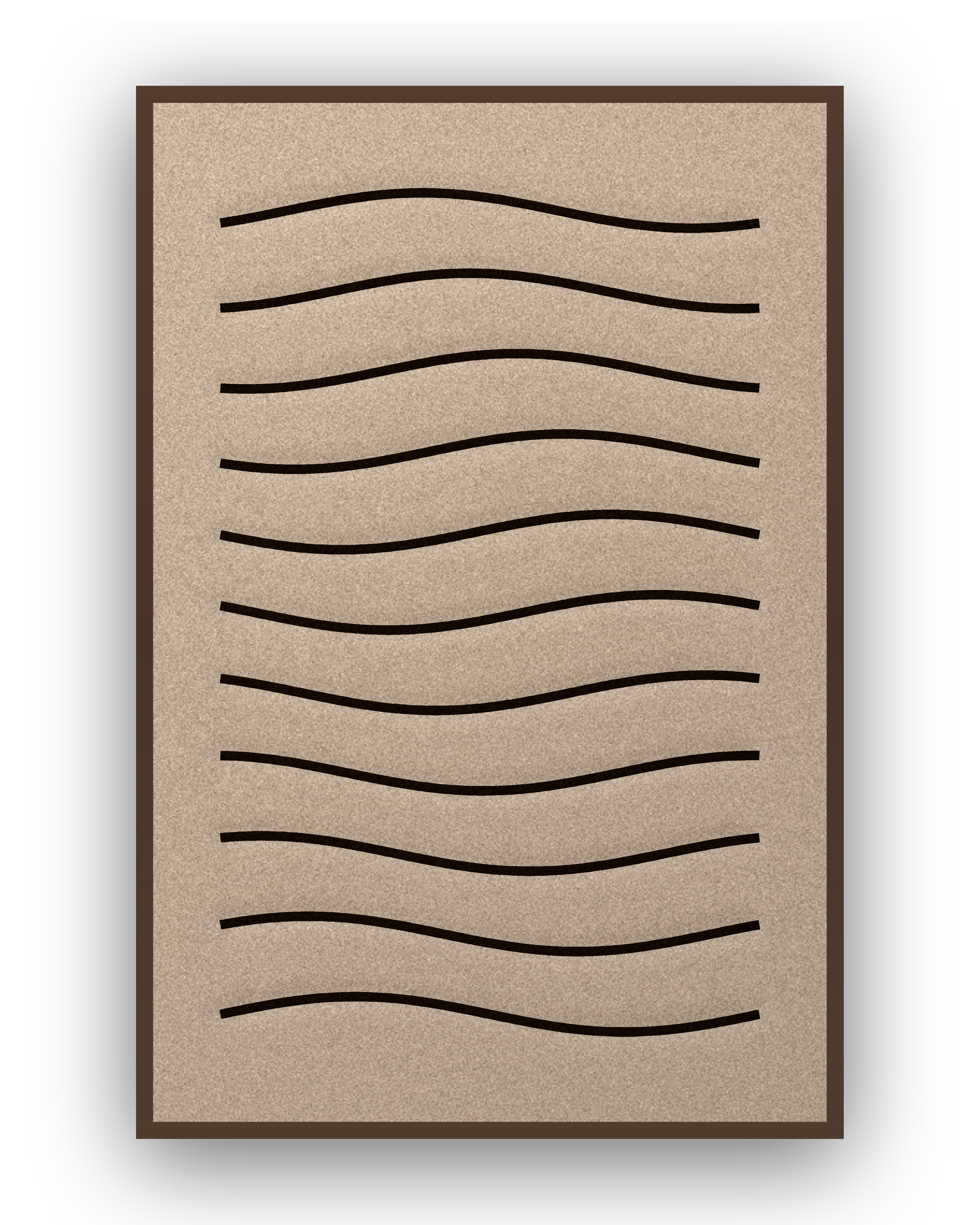 Line Dunes akoestisch viltpaneel met kastanjebruine (wenge) baklijst, vrijstaand