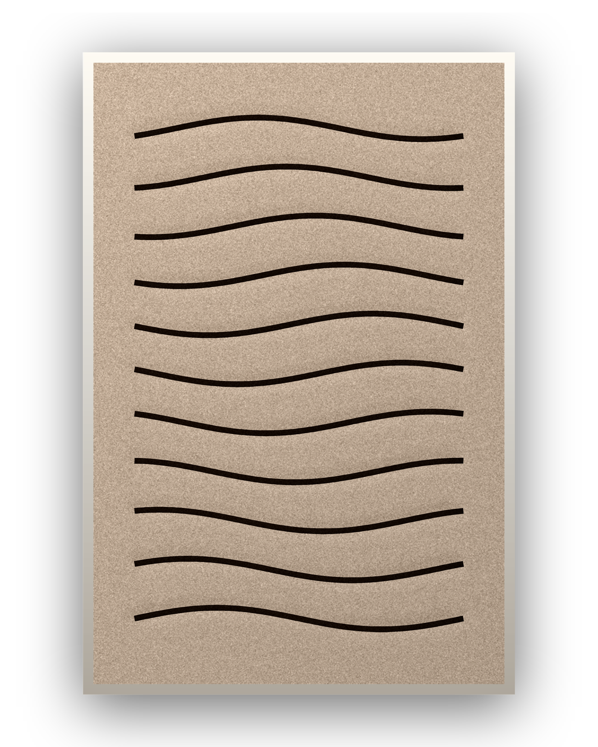 Line Dunes akoestisch viltpaneel met witte baklijst, vrijstaand