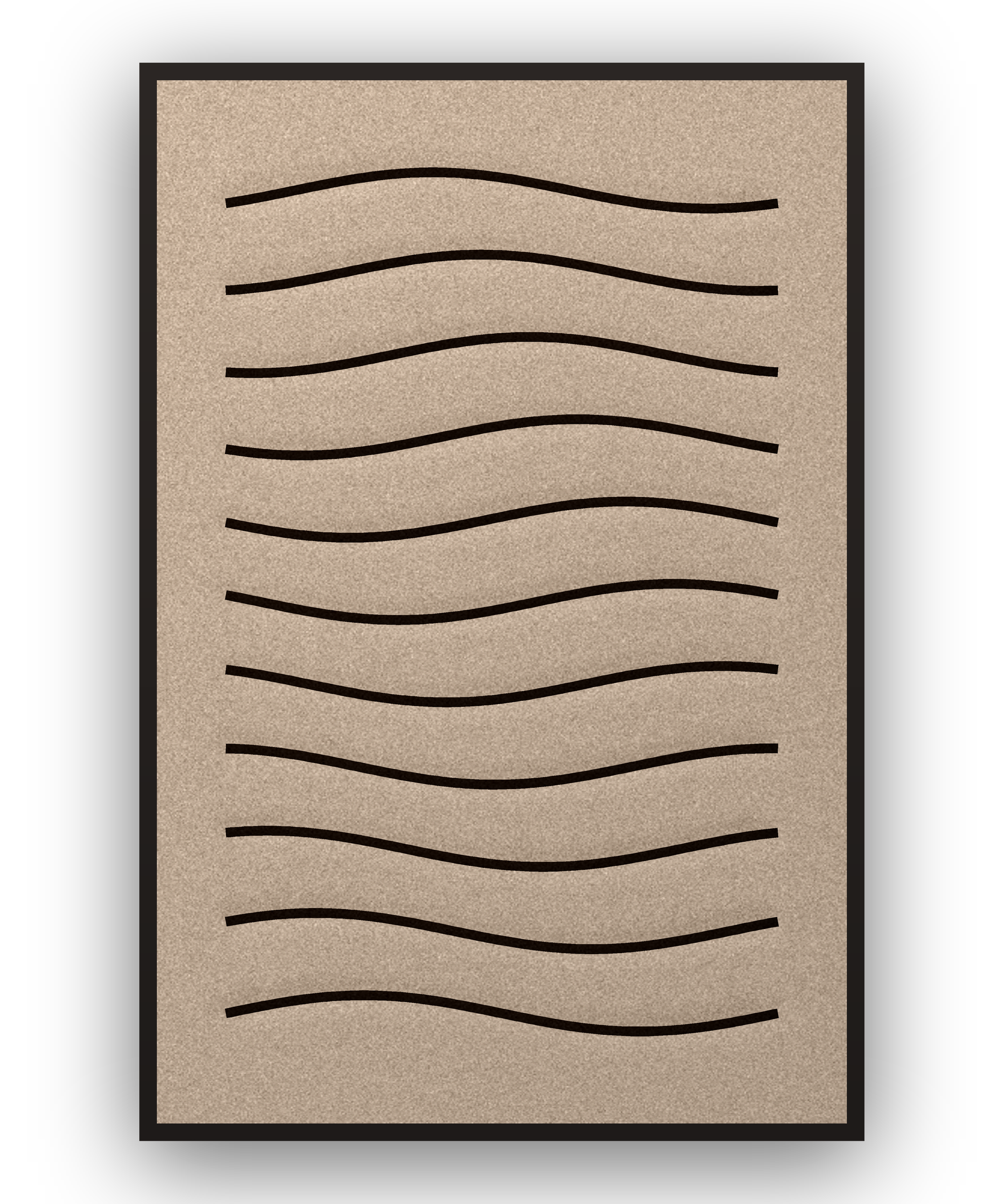 Line Dunes akoestisch viltpaneel met zwarte baklijst, vrijstaand
