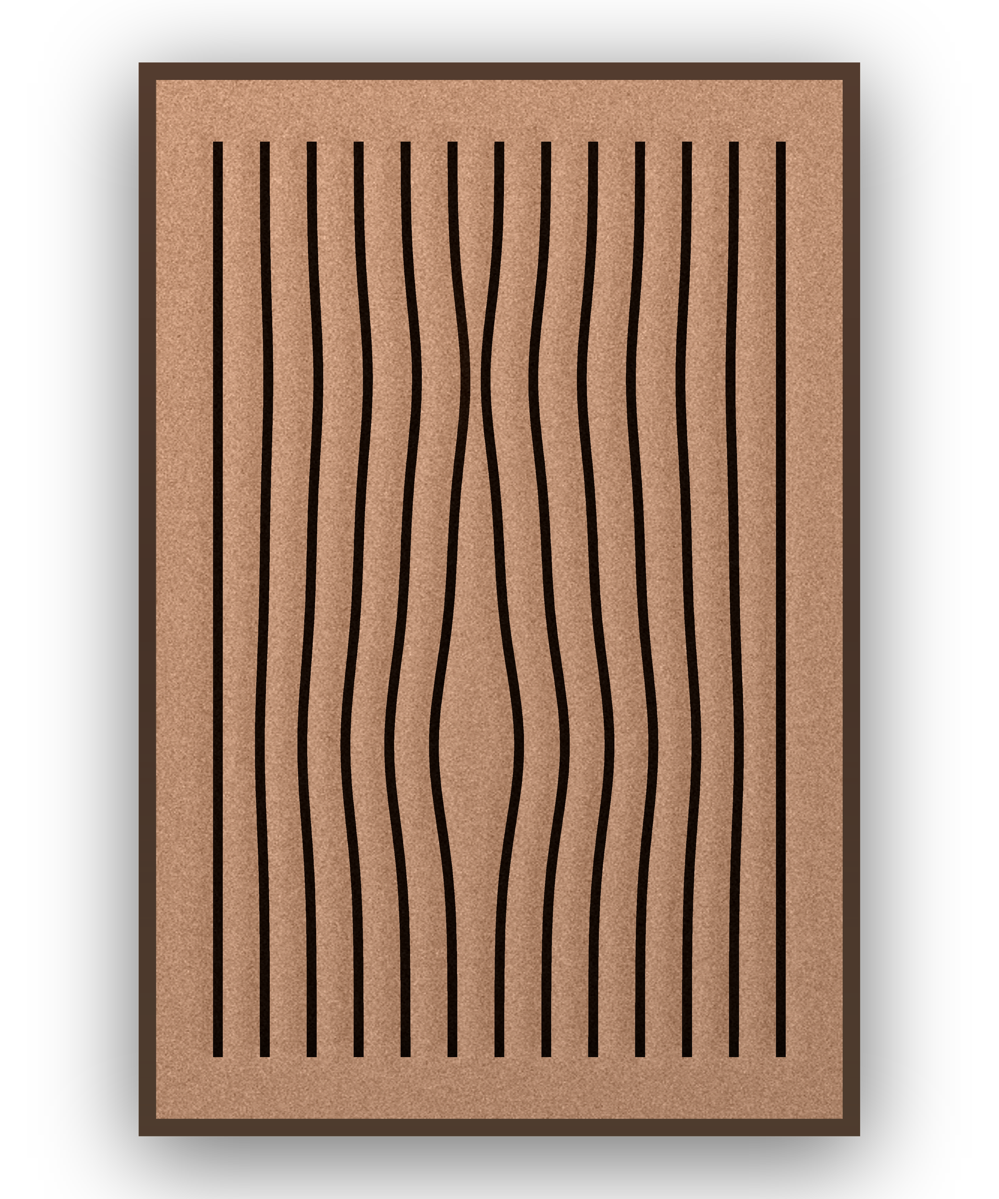 Line Grain akoestisch viltpaneel met kastanjebruine (wenge) baklijst, vrijstaand