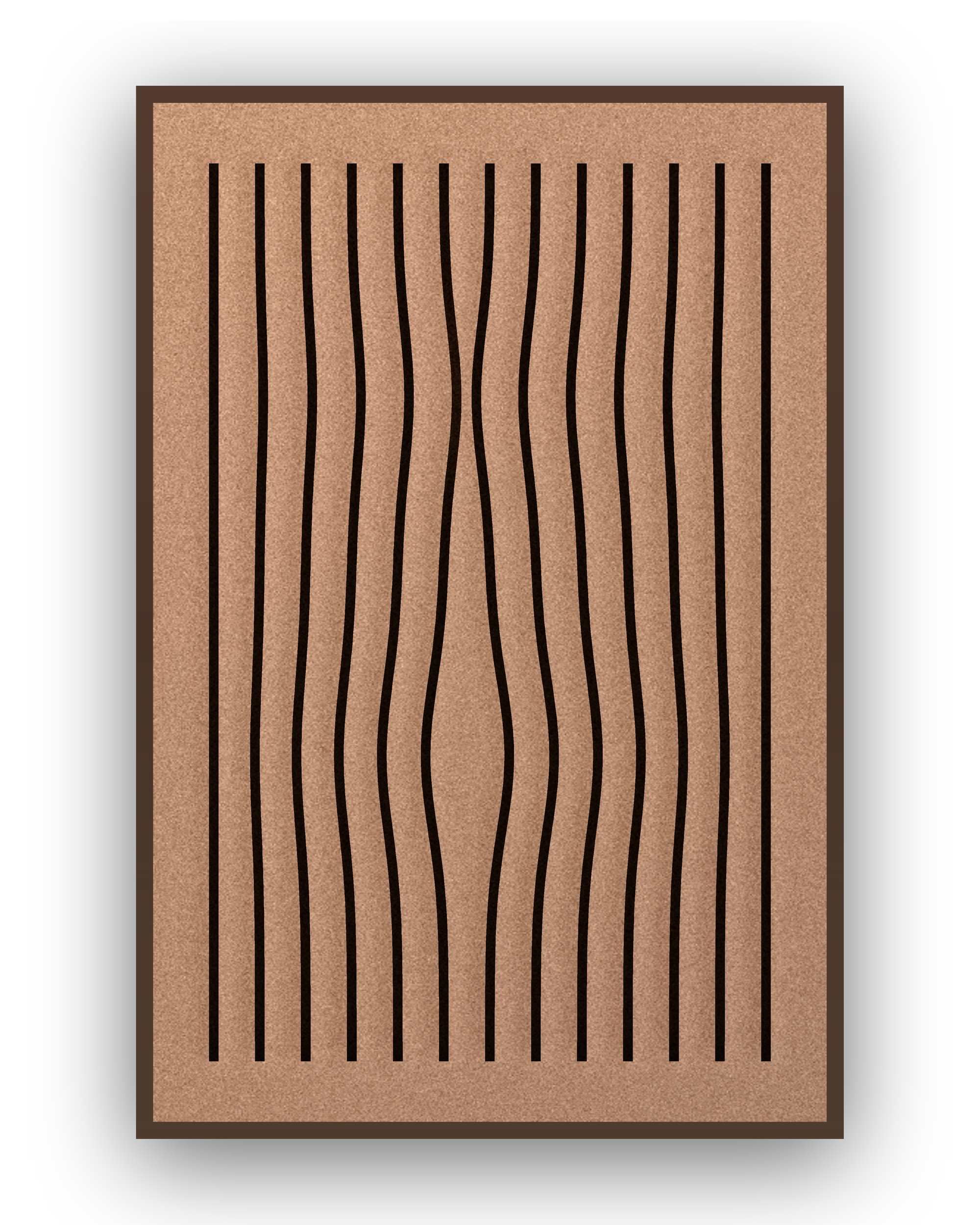 Line Grain akoestisch viltpaneel met kastanjebruine (wenge) baklijst, vrijstaand