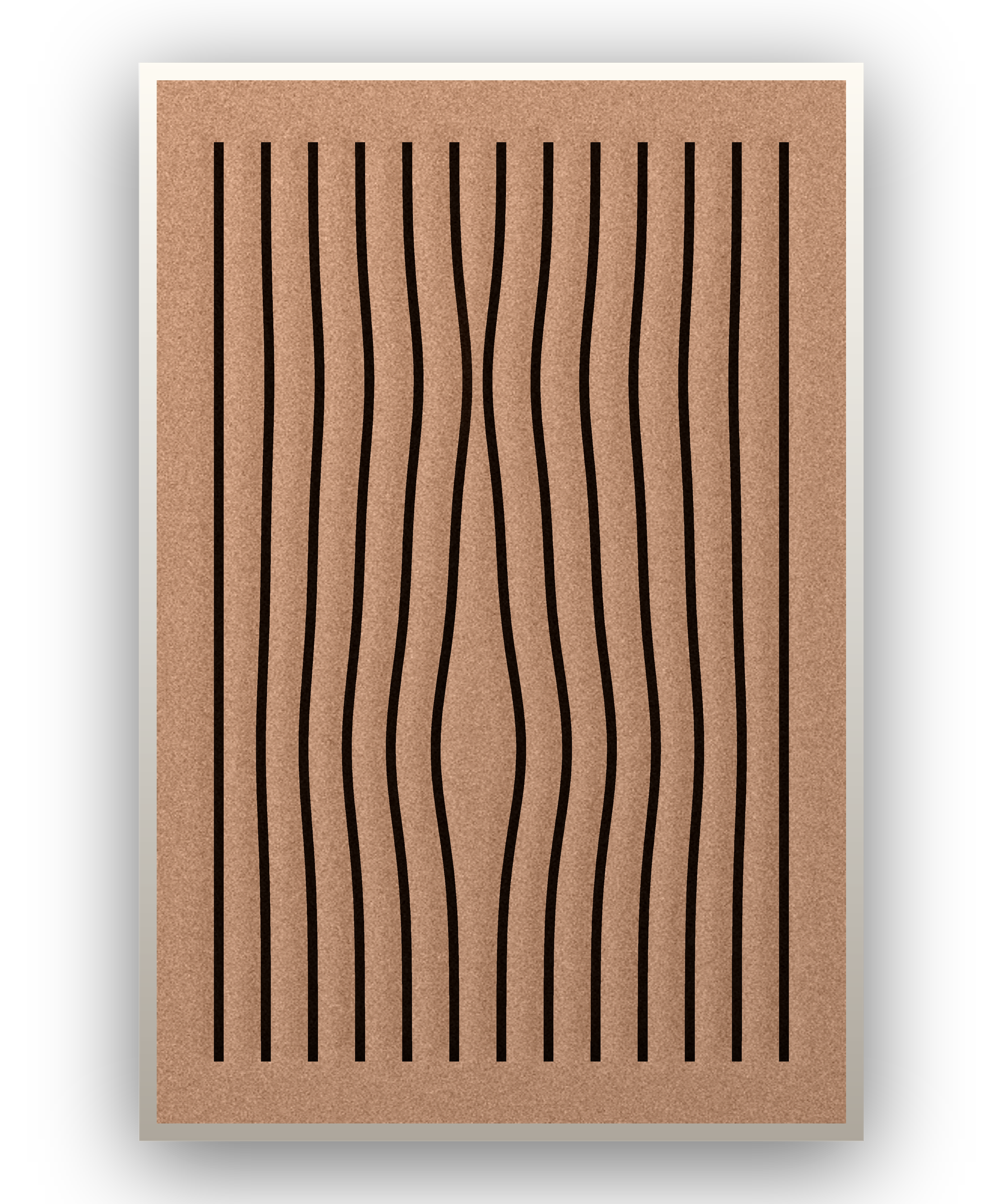 Line Grain akoestisch viltpaneel met witte baklijst, vrijstaand