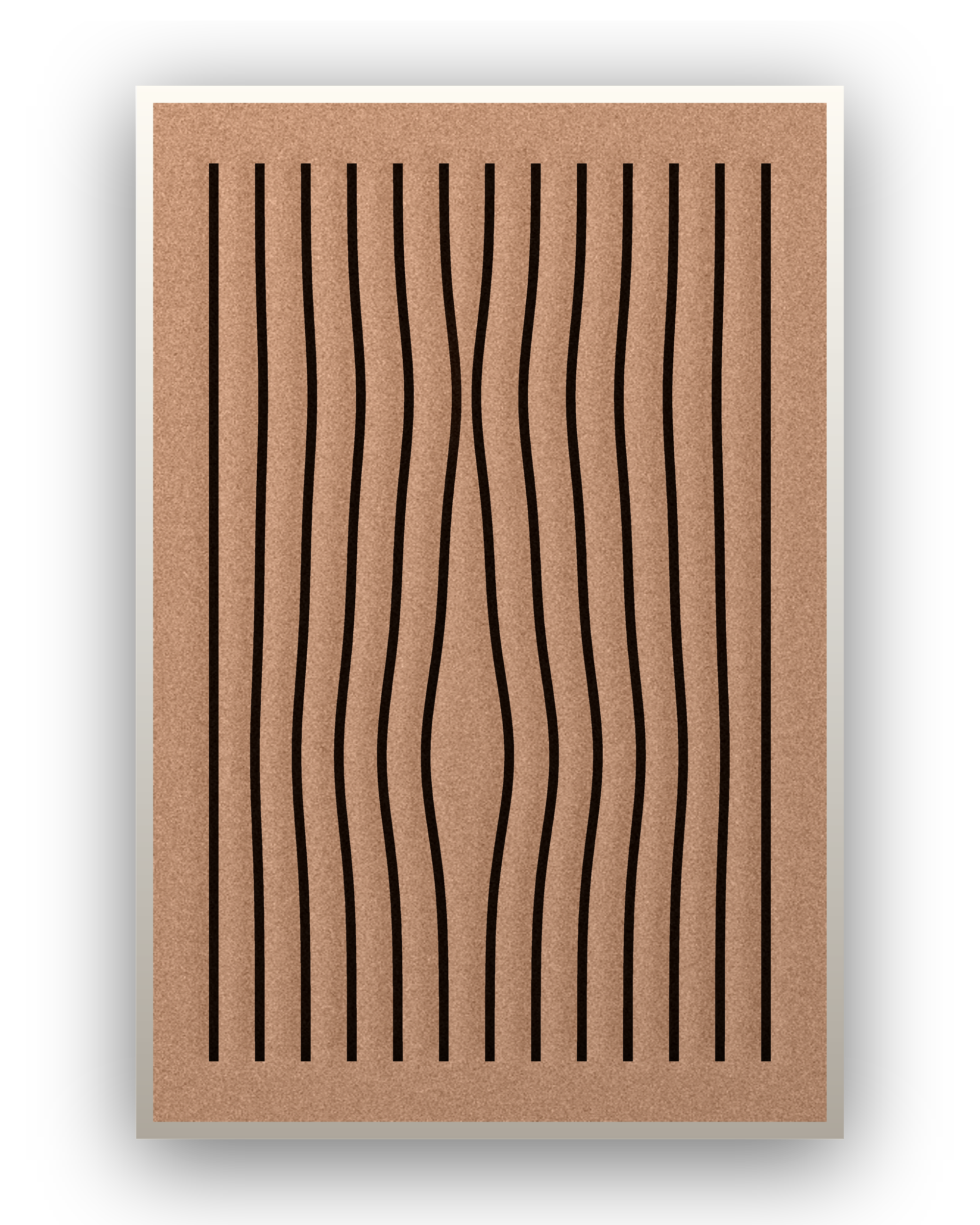Line Grain akoestisch viltpaneel met witte baklijst, vrijstaand