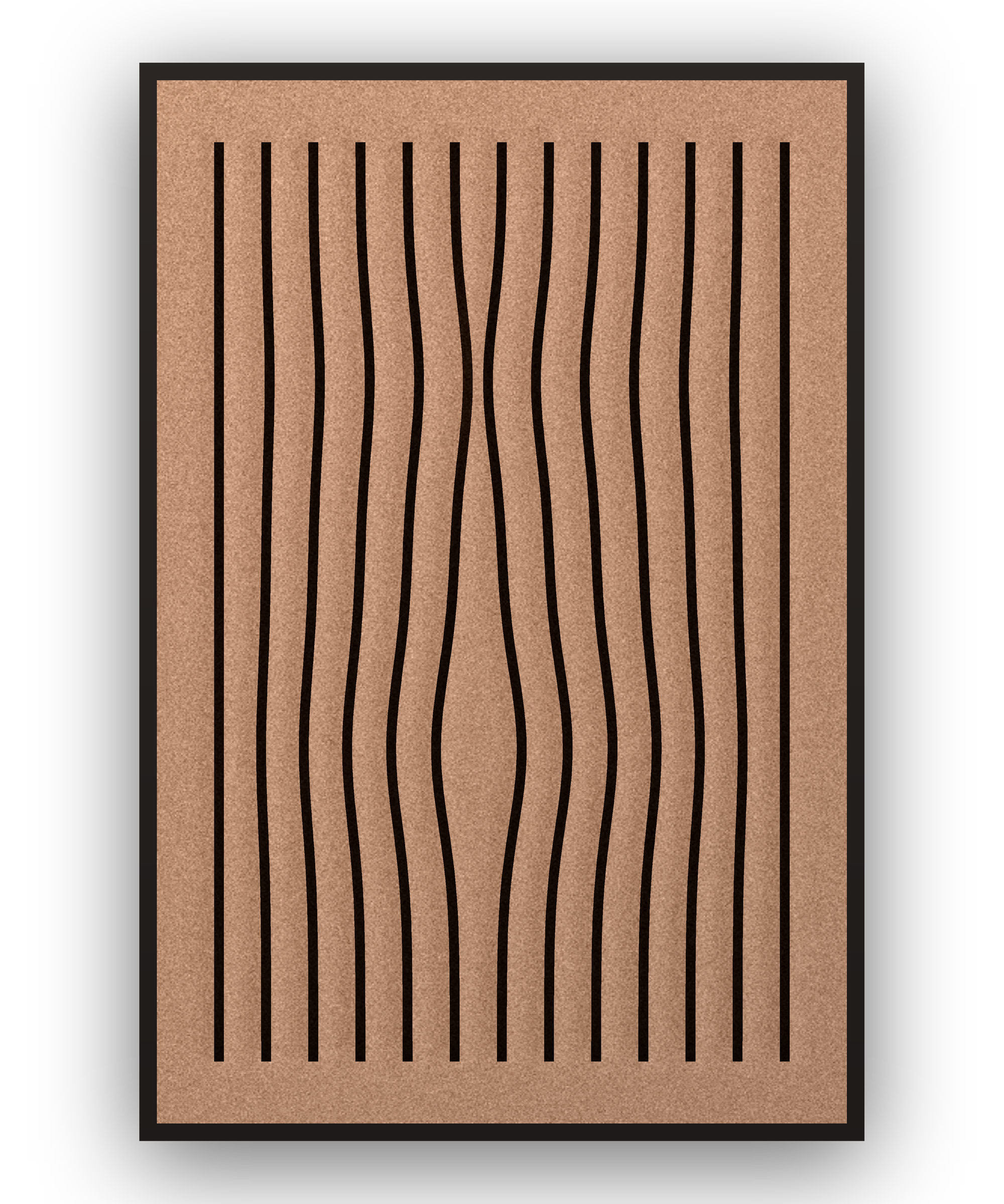 Line Grain akoestisch viltpaneel met zwarte baklijst, vrijstaand