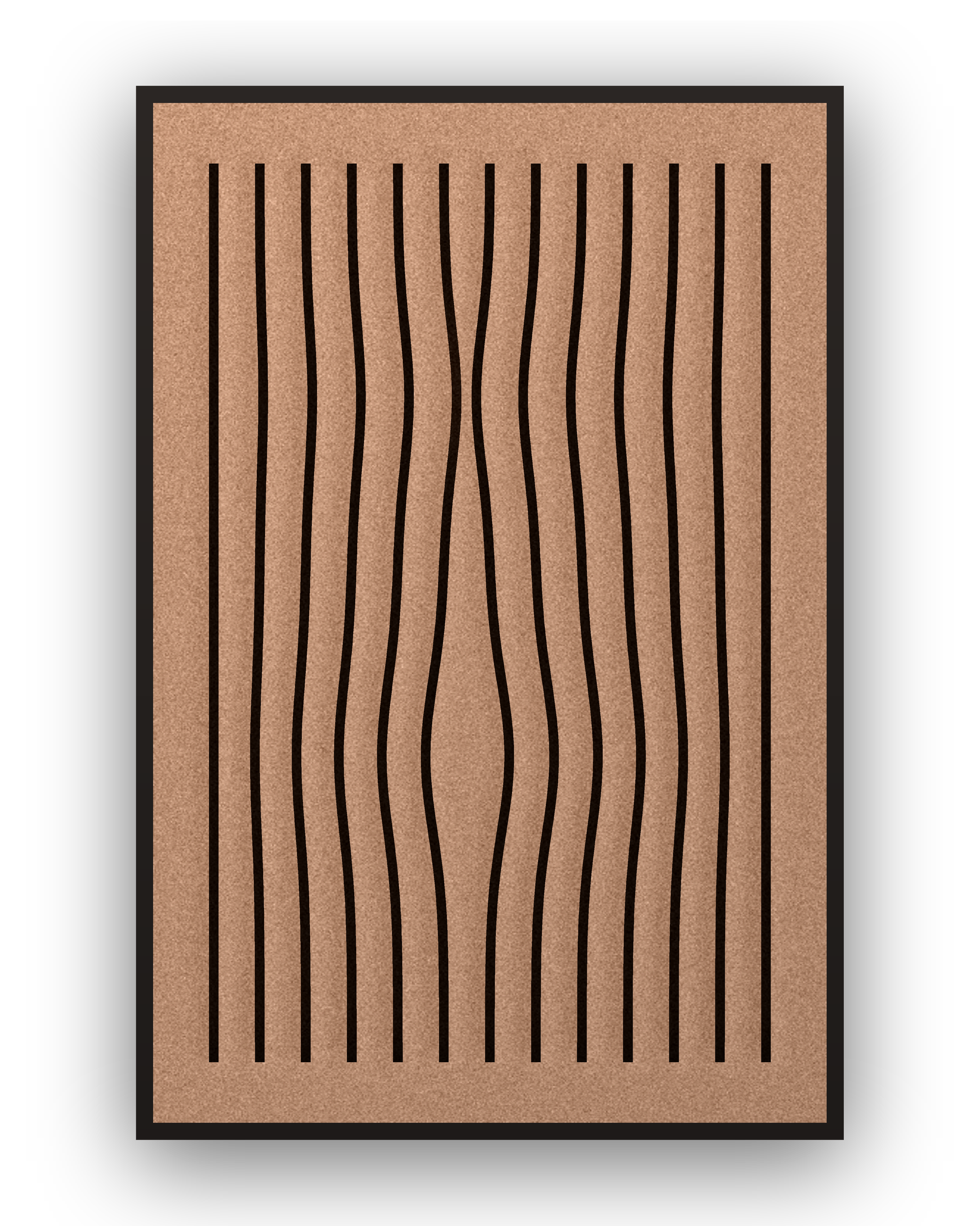 Line Grain Akustikfilz-Paneel mit schwarzem Schattenfugenrahmen, freigestellt