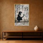 Lucky Charm van Wandkraft op canvas in blanke baklijst, in een stoere loft.
