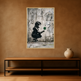 Lucky Charm van Wandkraft op canvas in blanke baklijst, in een stoere loft.