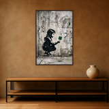 Lucky Charm van Wandkraft op canvas in wenge baklijst, in een stoere loft.