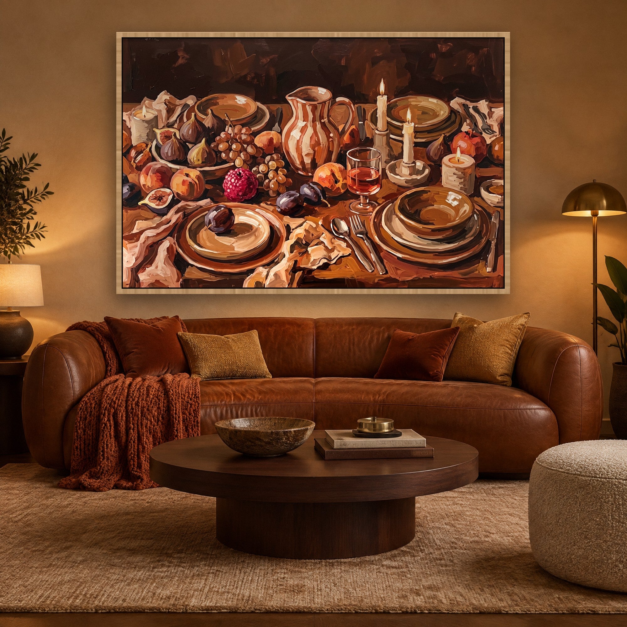 Midday Feast sfeerbeeld met baklijst in naturel hout in een warme woonkamer