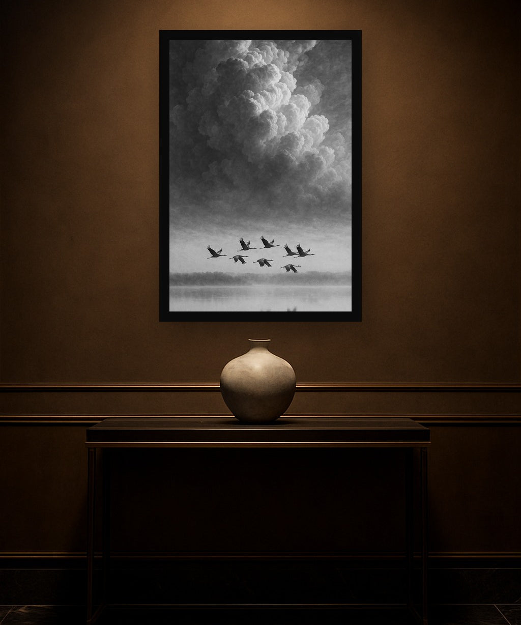 Mist Flight interieur mockup met zwarte lijst