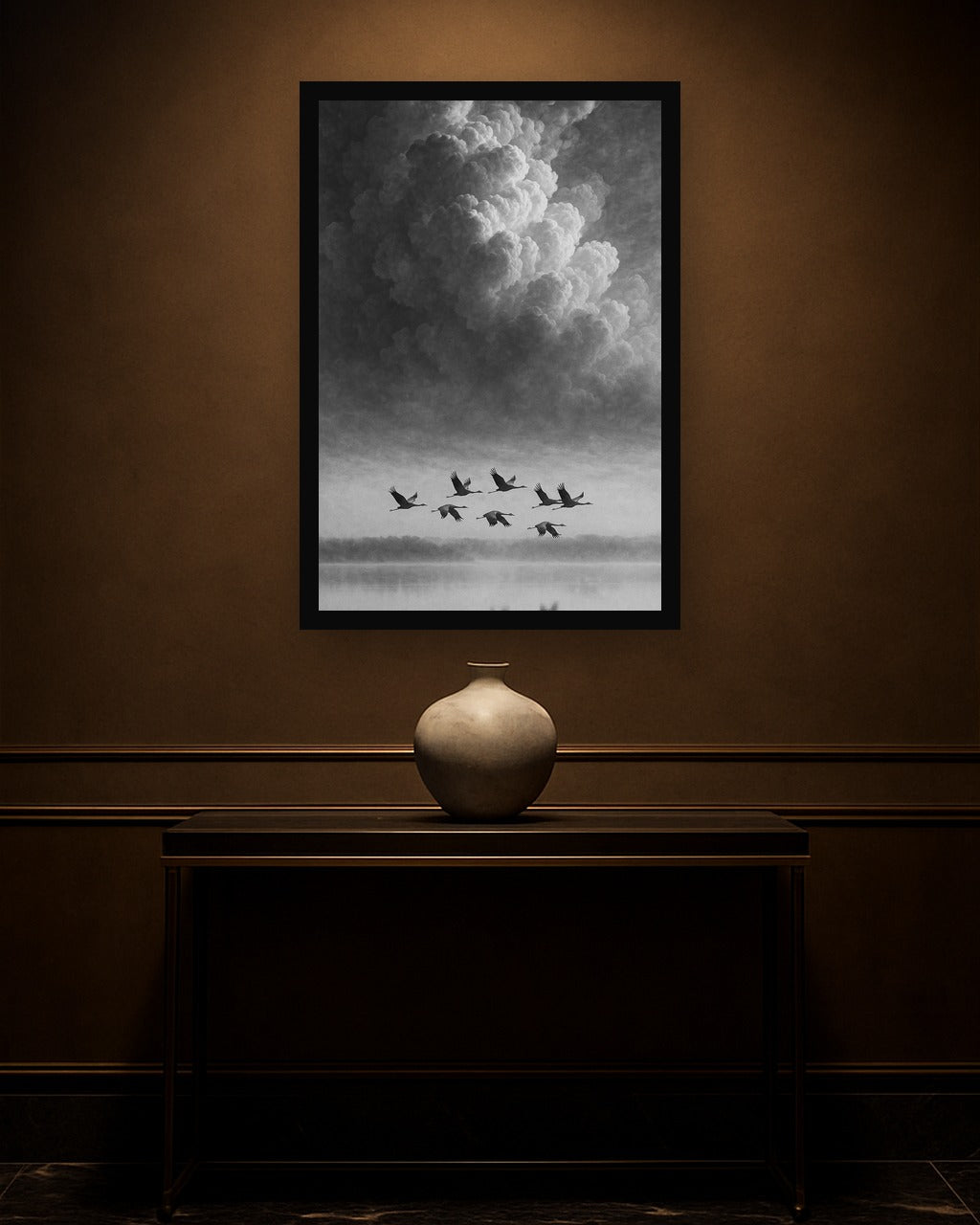 Mist Flight interieur mockup met zwarte lijst
