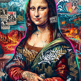 Mona Revolt - pop-art street art herinterpretatie van een klassiek portret